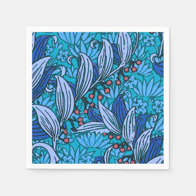 Blue Floral Antique Boho Modern Napkin (Front)