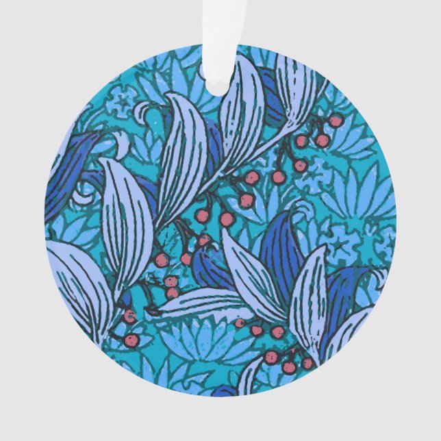 Blue Floral Antique Boho Modern Ornament (Front)