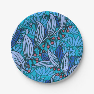 Blue Floral Antique Boho Modern Paper Plate