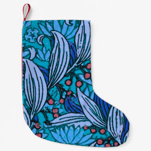 Blue Floral Antique Boho Modern Small Christmas Stocking