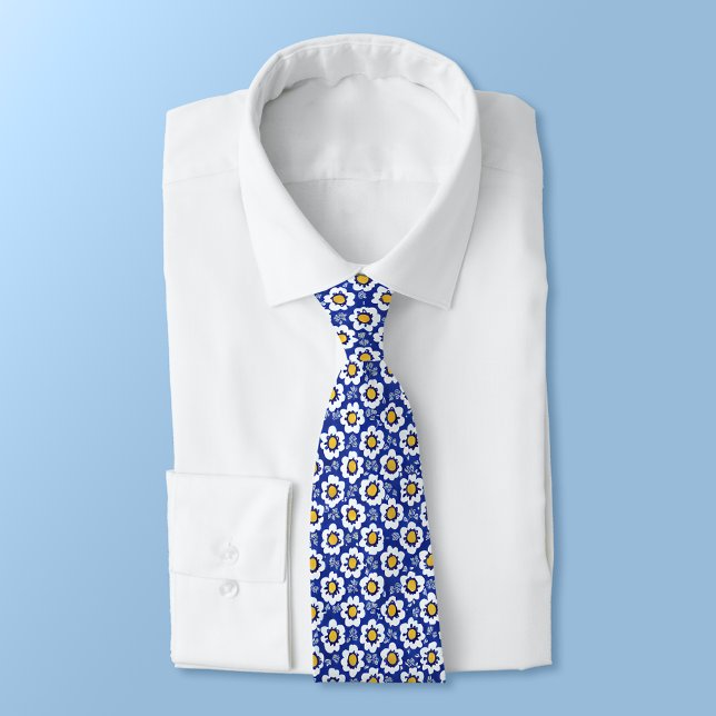Blue Floral Arabic Pattern Neck Tie (Creator Uploaded)
