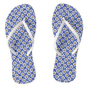 Blue Floral Arabic Pattern Pair of Flip Flops