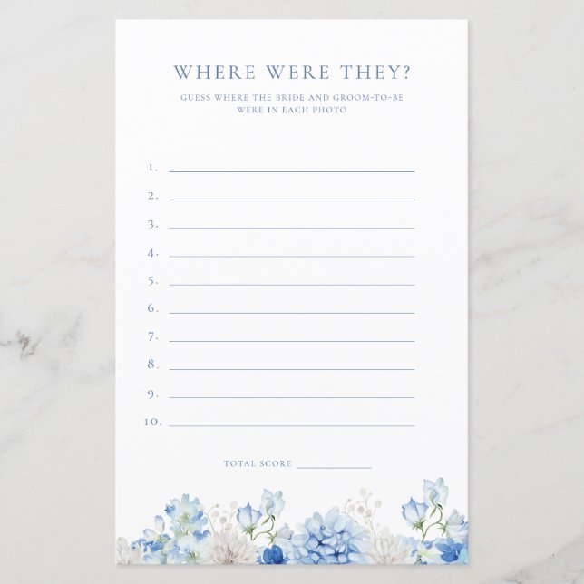 Blue Floral Arch Bridal Shower Where Were They (Front)