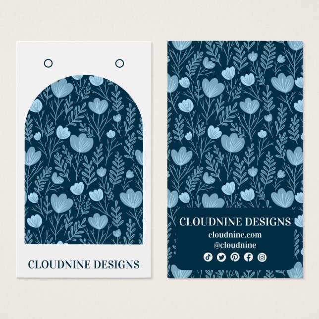 Blue Floral Arch Earring Jewellery Display Card (Front & Back)