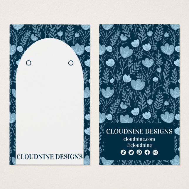 Blue Floral Arch Earring Jewellery Display Card (Front & Back)