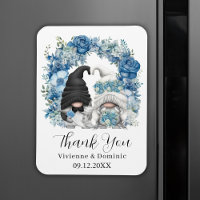 Blue Floral Arch Gnome Wedding Thank You Card