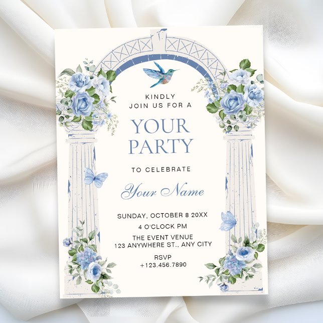 Blue floral arch  invitation (Creator Uploaded)