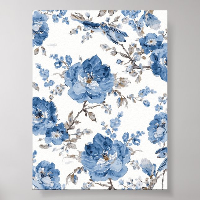 Blue Floral Art | Flower Poster (Front)