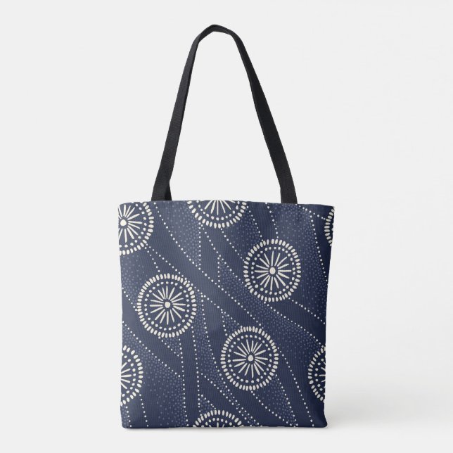 Blue floral art tote bag (Back)