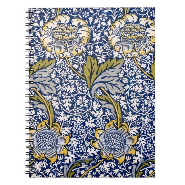 Blue Floral Artist Design William Morris Notebook  (Front)