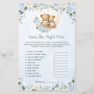 Blue Floral Baby Bears Twin Guess Right Price Game