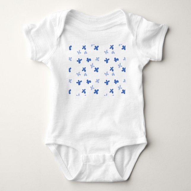 Blue floral baby bodysuit (Front)
