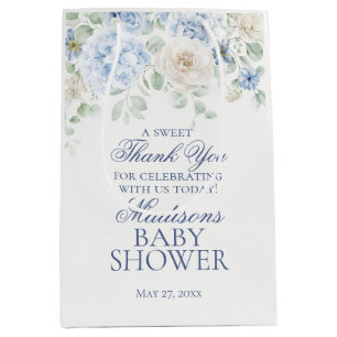 Blue Floral Baby in Bloom Baby Shower Favours Medium Gift Bag