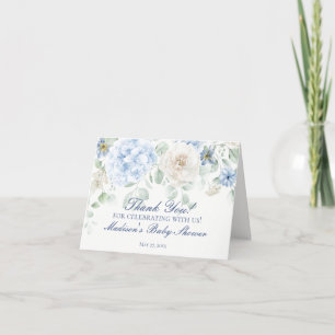 Blue Floral Baby in Bloom Shower Thank You Card 