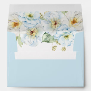 Blue Floral Baby Shower Invitation Envelope
