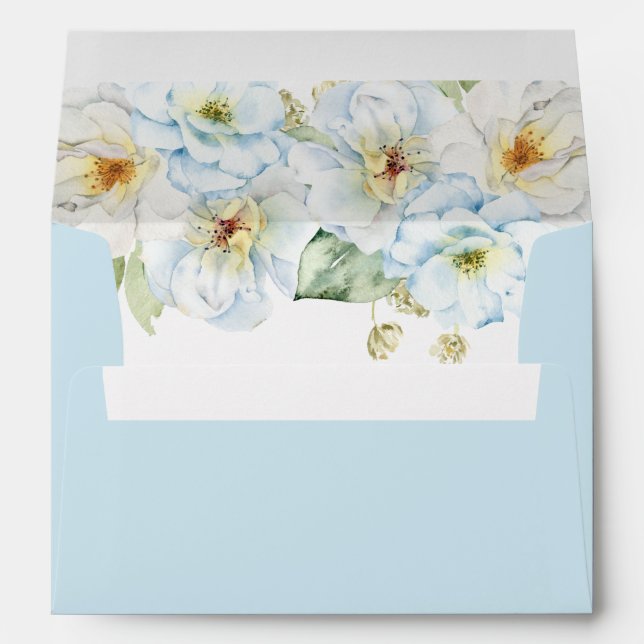 Blue Floral Baby Shower Invitation Envelope (Back (Bottom))