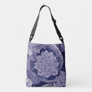 Blue Floral Beauty AI art Crossbody Bag