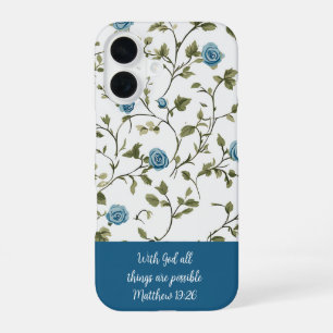 Blue Floral Bible Verse iPhone 16 Case