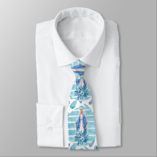 Blue floral Blessed Virgin Mary Our Lady of Grace Tie