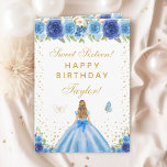 Blue Floral Blonde Hair Girl Sweet Sixteen Card<br><div class="desc">This elegant and glamourous sweet sixteen birthday card can be personalised with a name or title such as daughter, granddaughter, niece, friend etc. The design features a beautiful princess with blonde hair and fair skin in a blue ball gown. The text combines handwritten script and modern sans serif fonts for...</div>