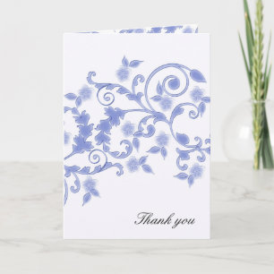 Blue Floral Blossom Swirls Thank you card