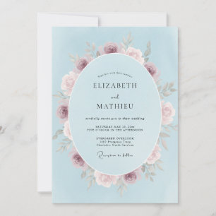 Blue Floral Blossom Wedding Invitation