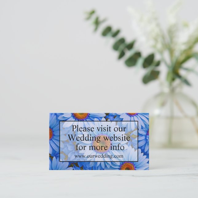 Blue floral blue sunflowers blue daisies pattern  enclosure card (Standing Front)