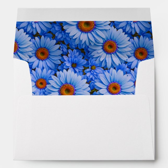 Blue floral blue sunflowers blue daisies pattern  envelope (Back (Bottom))