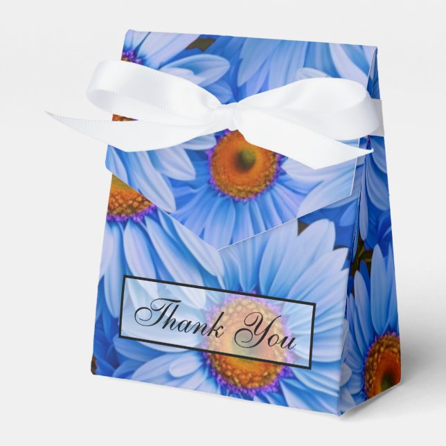 Blue floral blue sunflowers blue daisies pattern  favour box (Front Side)