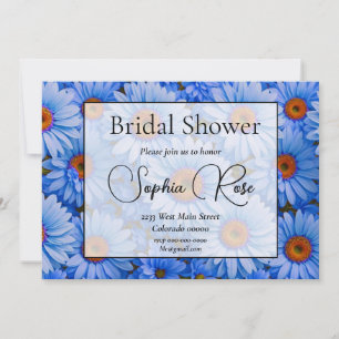 Blue floral blue sunflowers blue daisies pattern  invitation