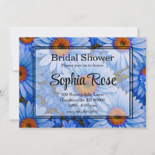 Blue floral blue sunflowers blue daisies pattern  invitation