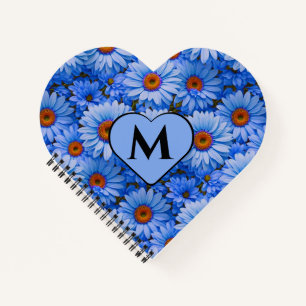 Blue floral blue sunflowers blue daisies pattern notebook