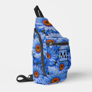 Blue floral blue sunflowers blue daisy personalise sling bag