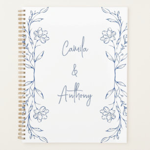 Blue Floral Boho Side Border Wedding Planner