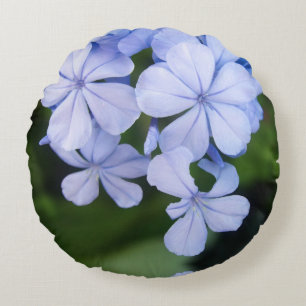 Blue Floral Bokeh Round Cushion