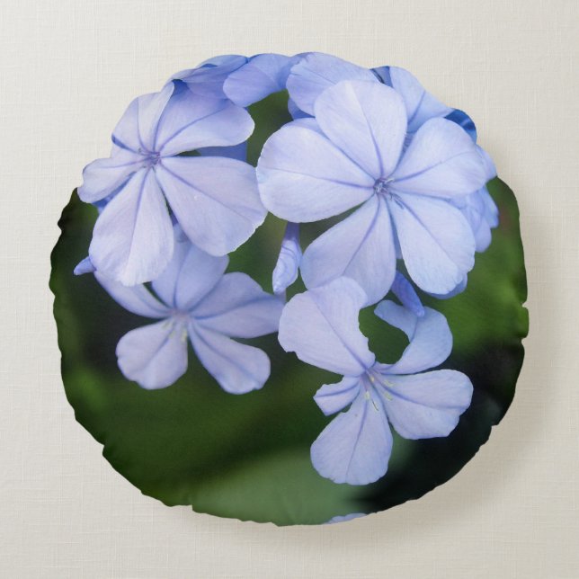 Blue Floral Bokeh Round Cushion (Front)