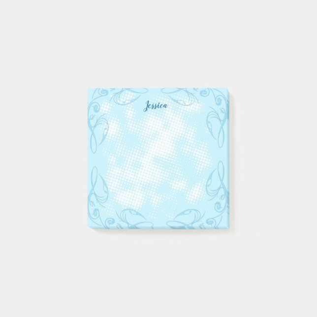 Blue Floral Border Post-it Notes (Front)