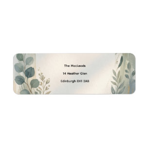 Blue Floral Botanical Address Label
