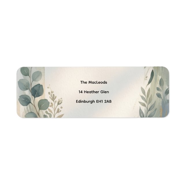 Blue Floral Botanical Address Label (Front)