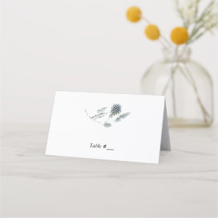 Blue Floral Botanical Element Wedding Escort Card/ Place Card