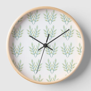Blue Floral Botanical Illustration Nature Wall Art Clock