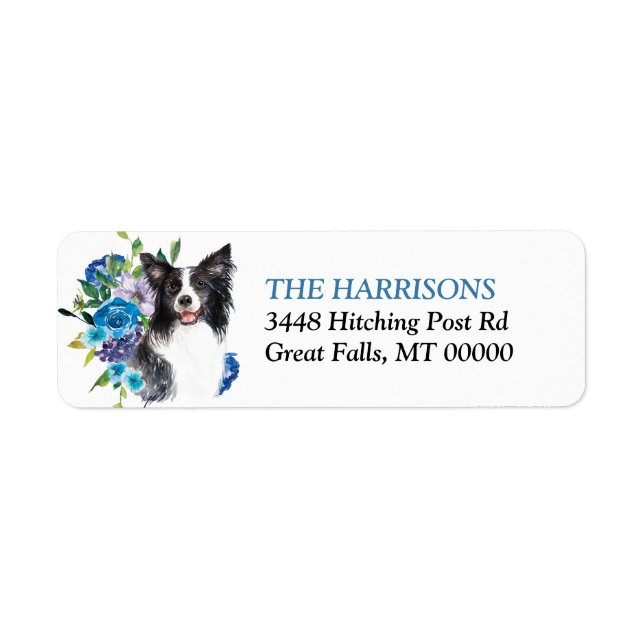 Blue Floral Bouquet Border Collie (Front)
