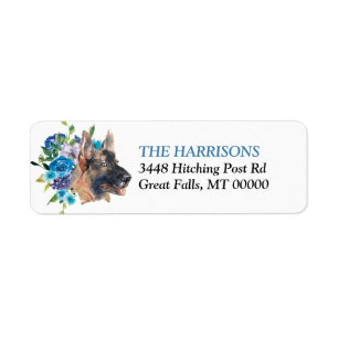 Blue Floral Bouquet German Shepherd Dog
