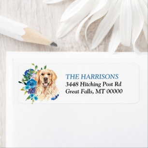 Blue Floral Bouquet Golden Retriever Dog
