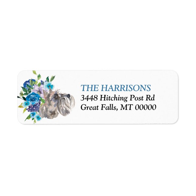 Blue Floral Bouquet Miniature Schnauzer Dog (Front)