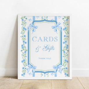Blue Floral & Bow Cards and Gifts Poster