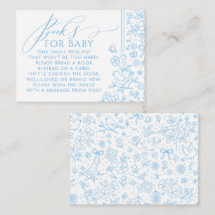 Blue Floral Bows Baby Shower Books For Baby Enclosure Card