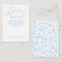 Blue Floral Bows Baby Shower Diaper Raffle Tickets