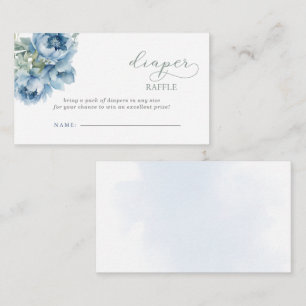 Blue Floral Boy Baby Shower Diaper Raffle Enclosure Card
