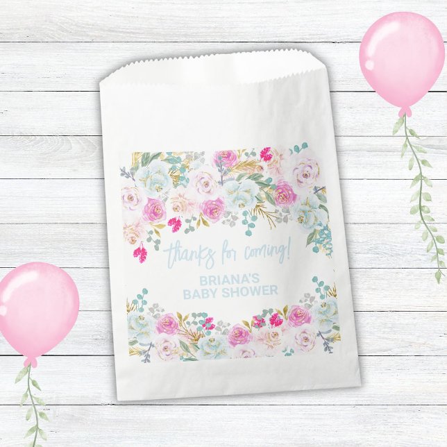 Blue Floral Boy Baby Shower Favours Favour Bags (Creator Uploaded)